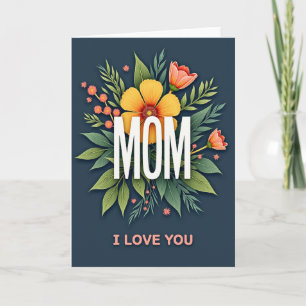 Carte à motif de couronne de fleurs pour maman ado