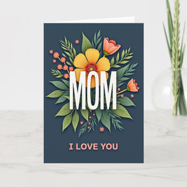 Carte à motif de couronne de fleurs pour maman ado (Devant)