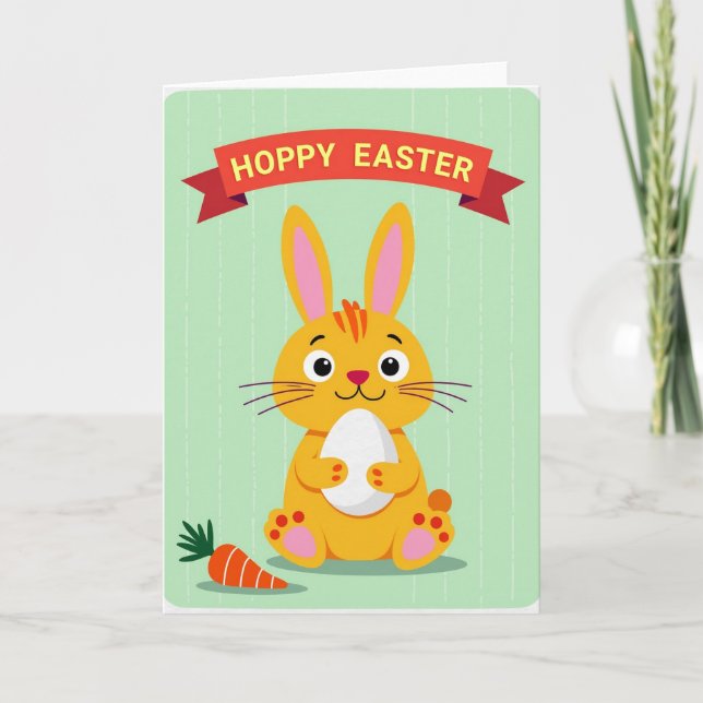 Carte à motif de lapin orange (Devant)