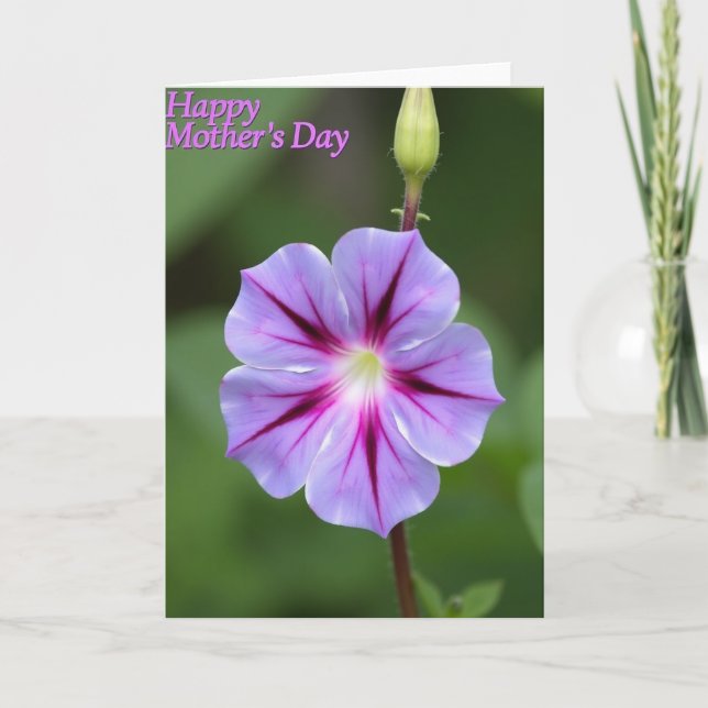 Carte à motif fleur violet à pois (Devant)
