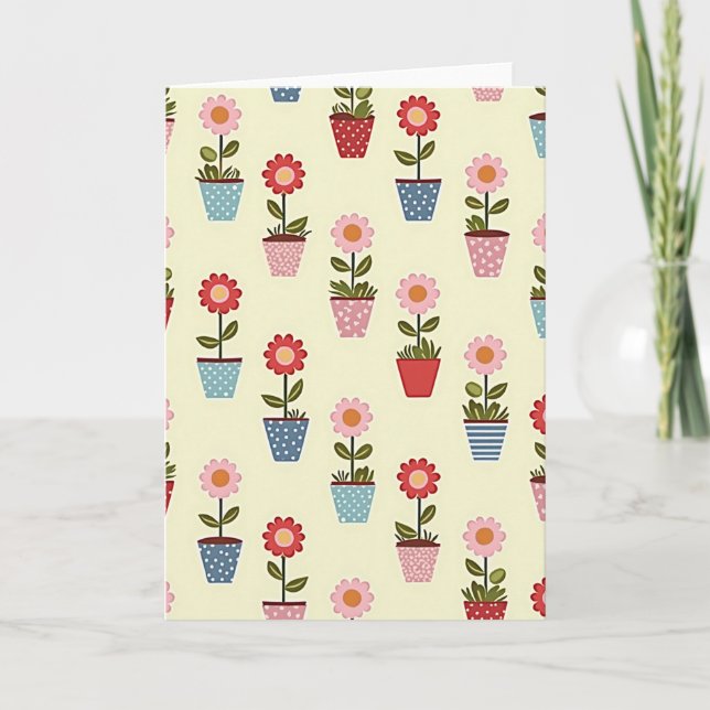 Carte à motif floral à pois (Devant)