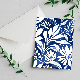 Carte à motif floral aquarelle botanique bleue