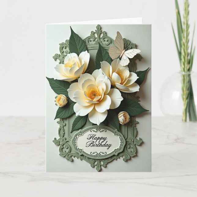 Carte à motif floral filigrané doux (Devant)