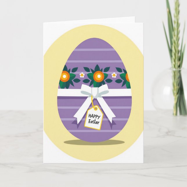 Carte à motif floral ovoidal rayé (Devant)