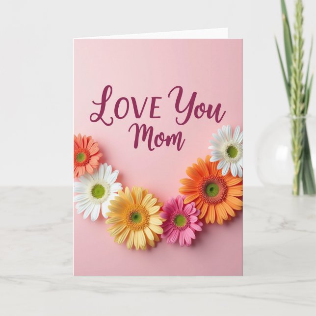 Carte à motif floral rose pâle (Devant)