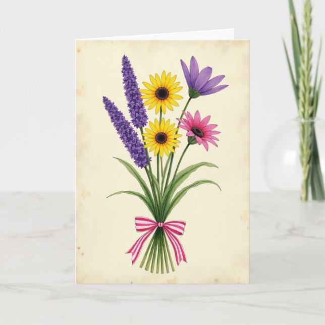 Carte à motif floral vintage (Devant)