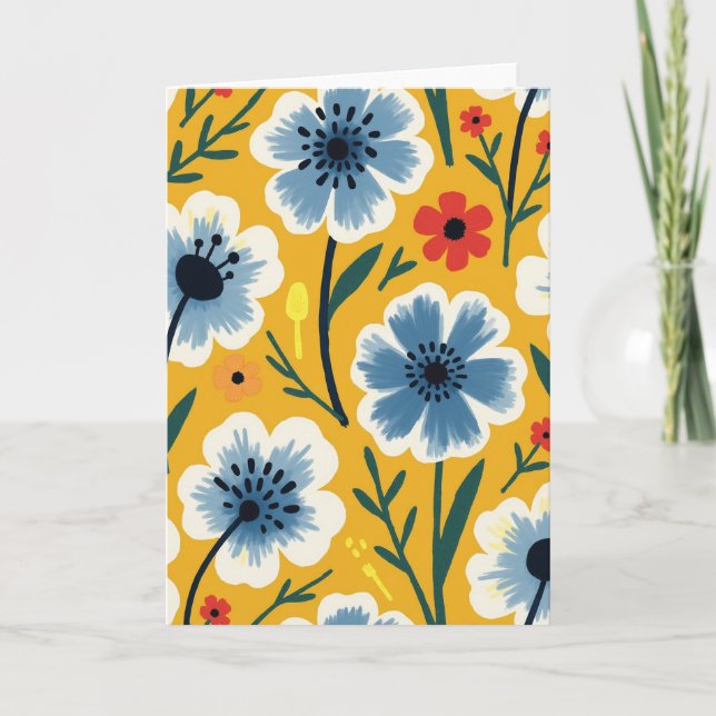 Carte à motif ocre floral (Devant)