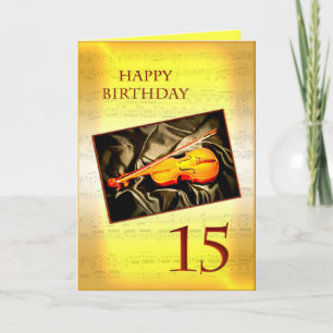 Carte A musical 15th birthday card with a violin