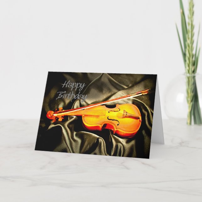 Carte A musical birthday card with a violin (Devant)