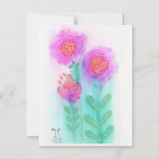 Carte à notes plats Fleurs aquarelles-6 (4,25 po x
