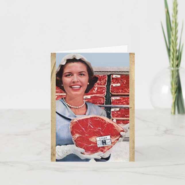 Carte à notes "Showing Off a Steak" de style vinta (Devant)