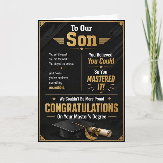 Carte À notre fils diplômé de master (Devant)