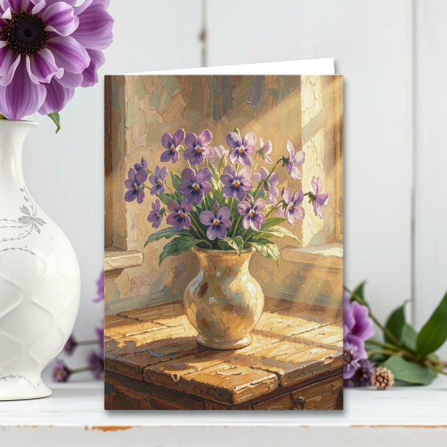 Carte À penser à vous  | Violettes violettes & Poème (Créateur téléchargé)