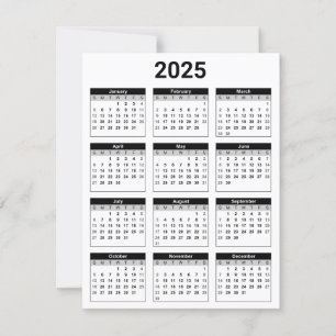 Carte à plat Calendrier annuel 2025 États-Unis noi