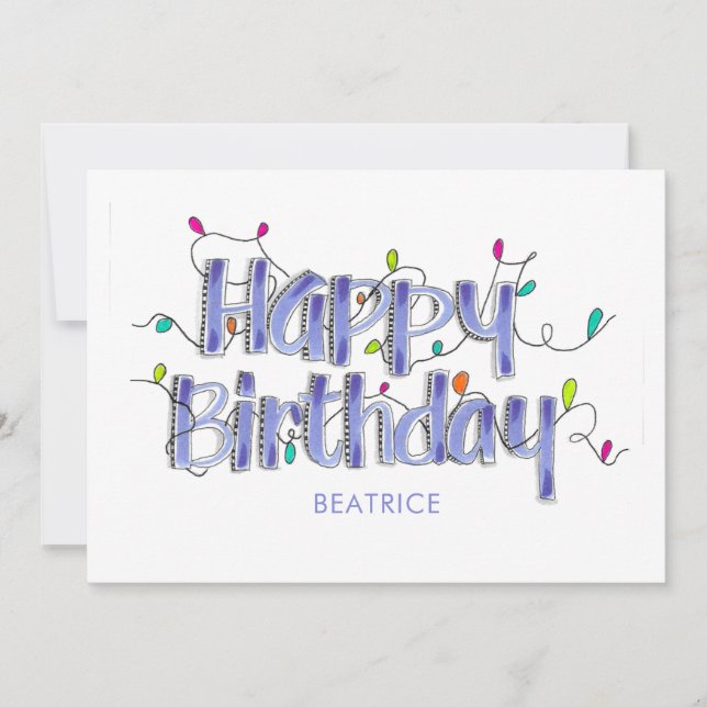 Carte à plat d'anniversaire avec papier à main Dus (Devant)