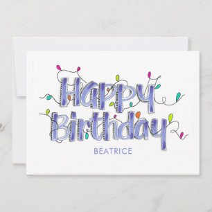 Carte à plat d'anniversaire avec papier à main Dus