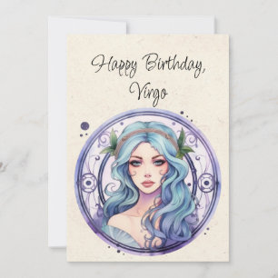 Carte à plat d'anniversaire Virgo Maiden Zodiac