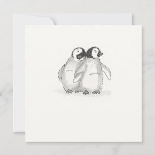 Carte à plat de pingouins pour bébés