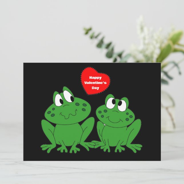 Carte à plat Heureuse Sainte-Valentin Frogs (Debout devant)