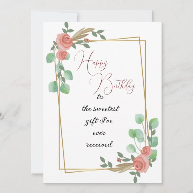 Carte à plat pour l'anniversaire de la fille (Devant)