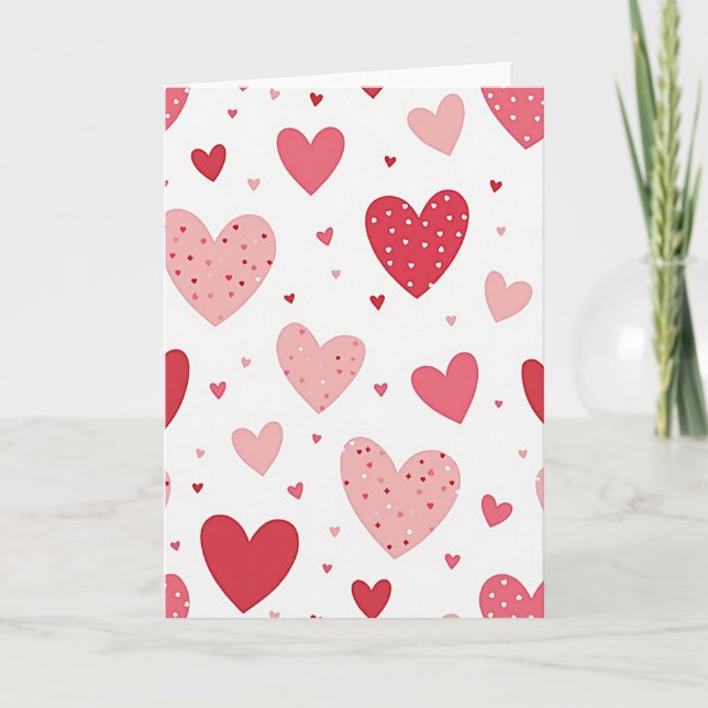 Carte à pois et cœurs en polka (Devant)