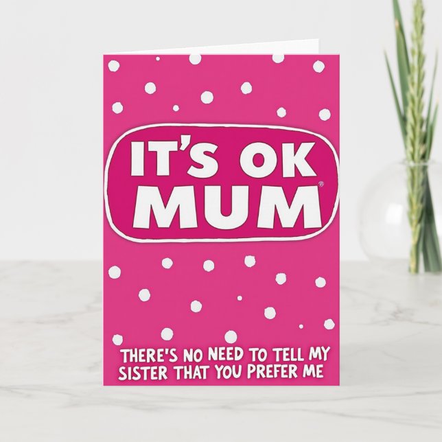 Carte à pois jour des Mums Fuchsia (Devant)