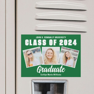 Carte à puce Green White Graduation Photo Collage