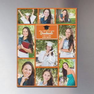 Carte à puce Orange Graduation Photo Collage