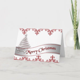 Carte à ruban rouge et blanc pour Noël de mariée
