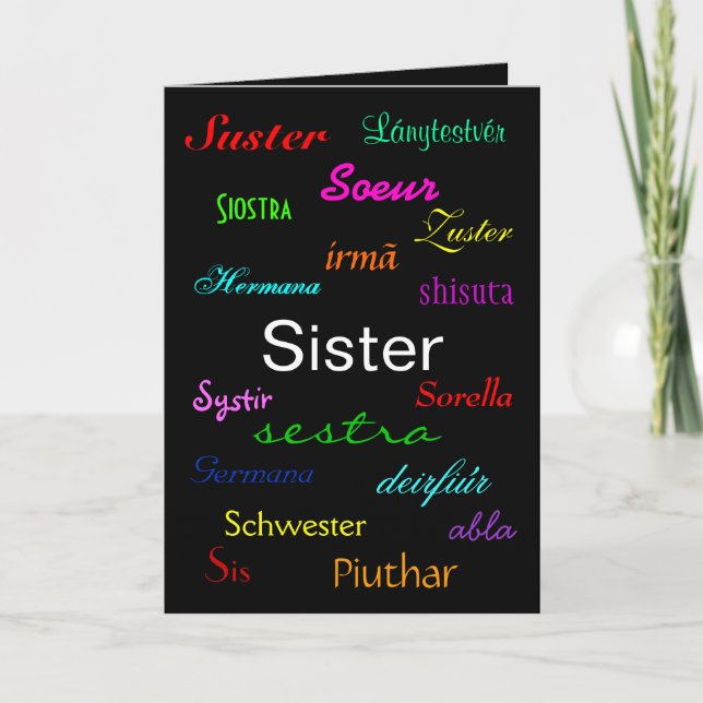 Carte "A Sister's Birthday" - Personnalisable (Devant)
