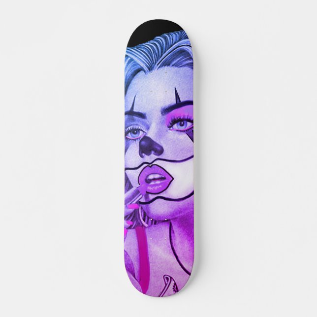 Carte à skateboard rose maquillage mignonne de clo (Devant)