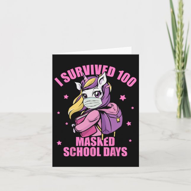 Carte A survécu à 100 jours d'école masqués  (Devant)