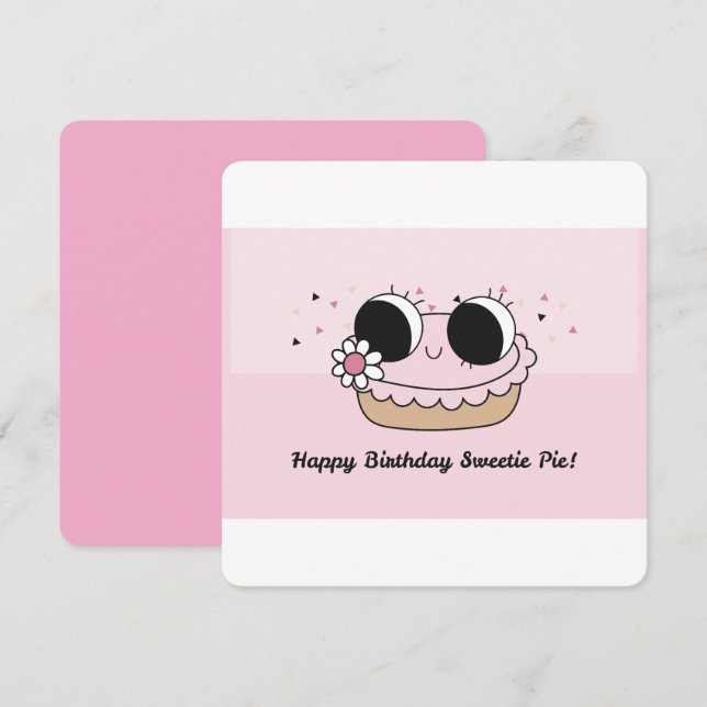 Carte à tarte d'anniversaire mignonne (Devant / Derrière)
