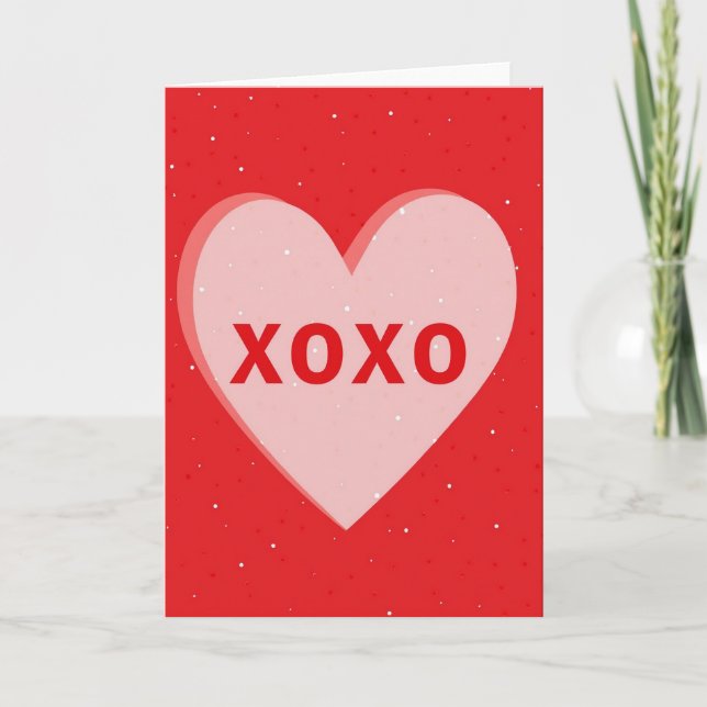 Carte à texture pailletée avec cœur rose (Devant)