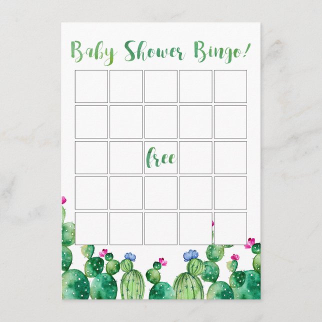 Carte à thème baby shower Bingo Cactus Fiesta (Devant)