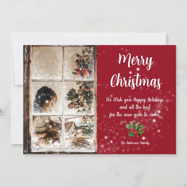 Carte À travers les fenêtres figées et la photo de neige (Devant)