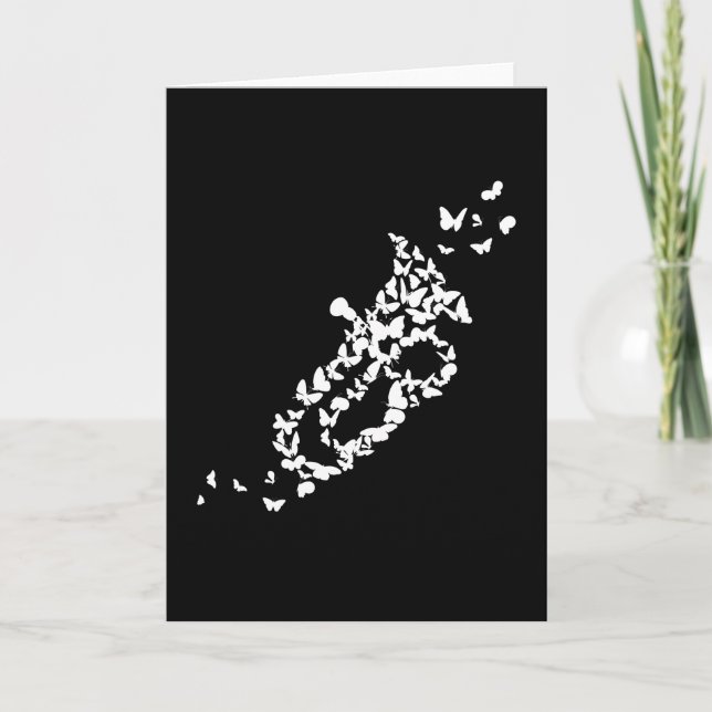 Carte A Tuba Brass Instrument With butterflies (Devant)