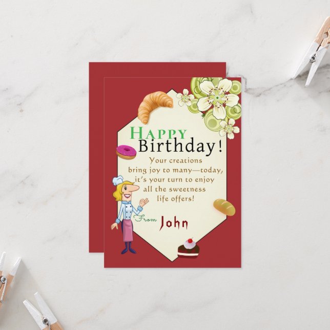 Carte À un chef pâtissier (Devant/Arrière en situation)