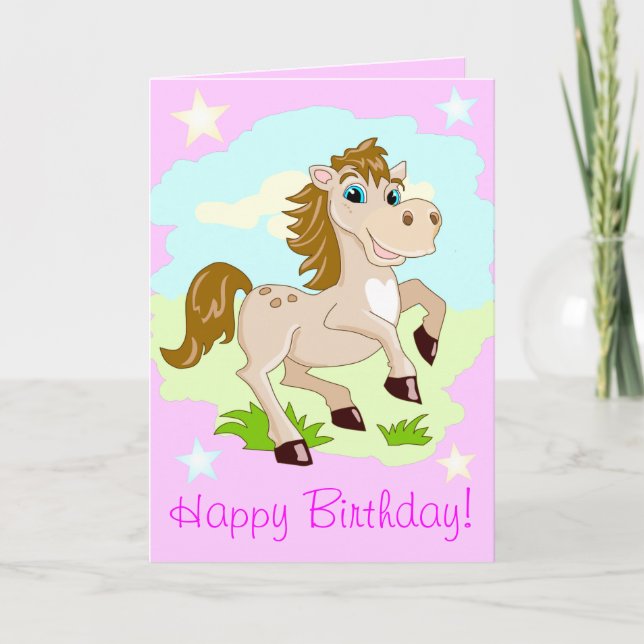 Carte À une fille très spéciale Happy Horse Stars Card (Devant)