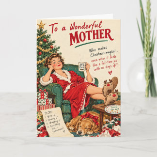 Carte À une mère merveilleuse – Noël vintage drôle