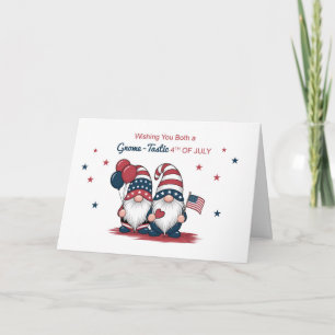 Carte À vous deux le 4 juillet mignon Gnome Patriotique