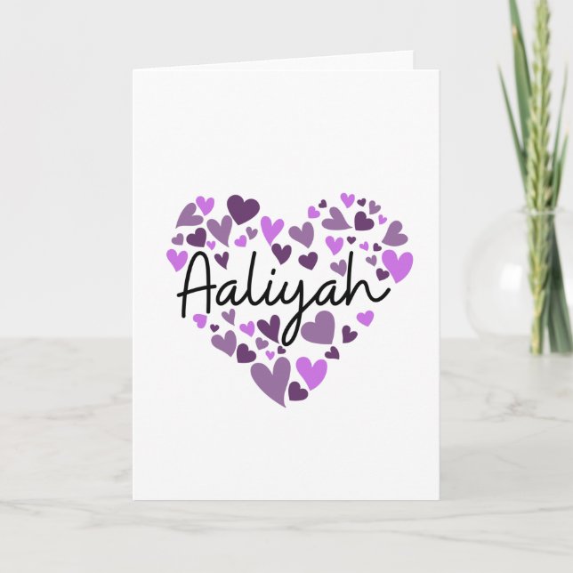 Carte Aaliyah, coeurs violets (Devant)