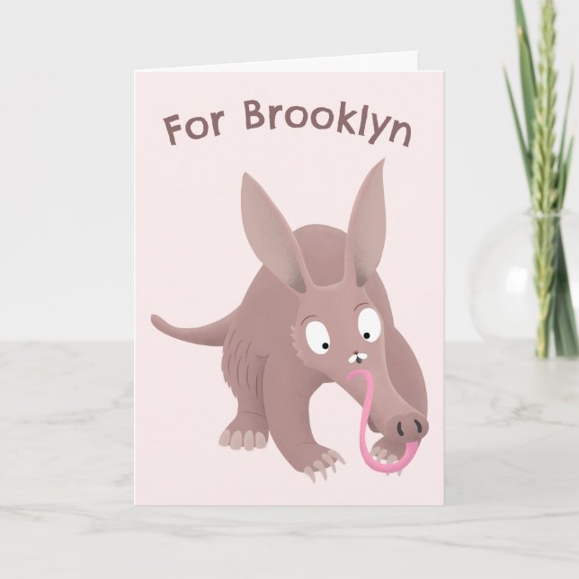 Carte Aardvark drôle et mignon anniversaire personnalisé (Devant)