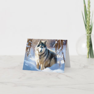 Carte Aaskan Malamute Qu'il neige Noël