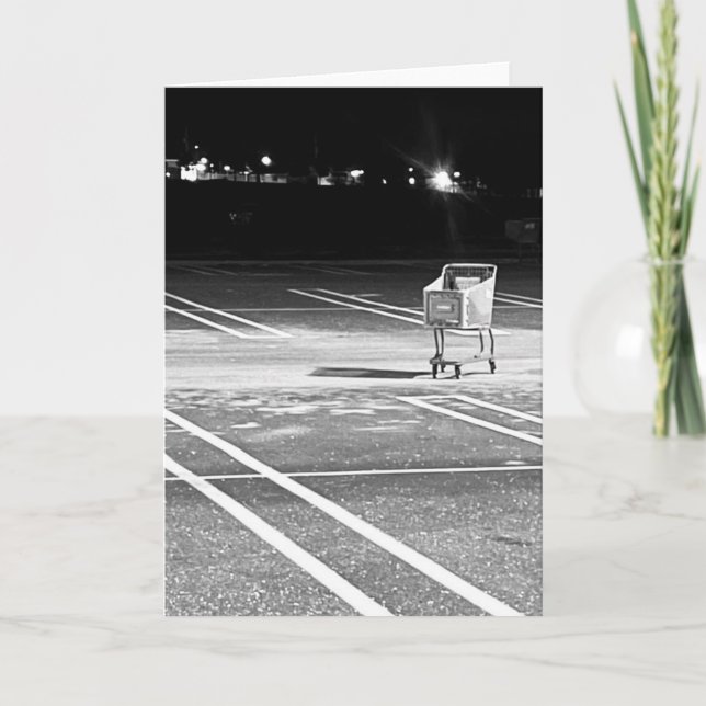 Carte Abandoned Shopping Cart in Empty Parking Lot (Devant)