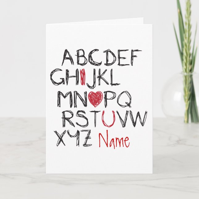 Carte ABC Je T'Aime Personnalisé (Devant)