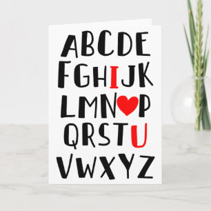 Carte Abcd Je t'aime Alphabet Hommes Femmes Mignon Drôle