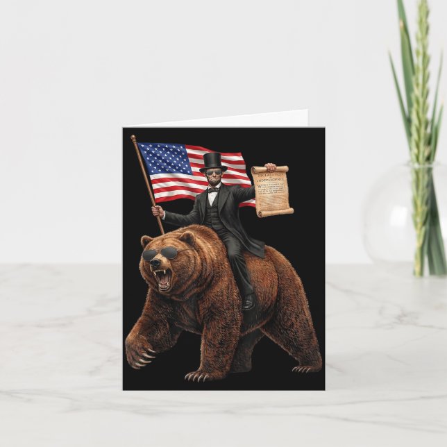 Carte Abe Lincoln chevauchant un ours avec déclaration d (Devant)