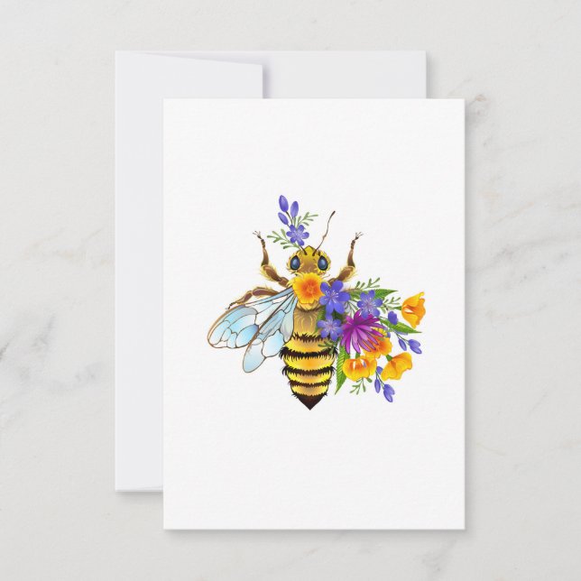 Carte Abeille à fleurs avec plantes sauvages (Devant)