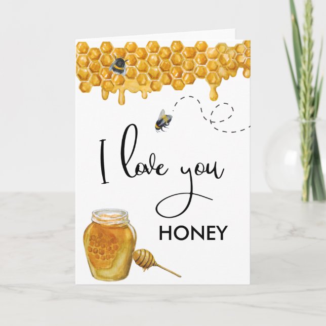 Carte Abeille à miel Anniversaire Je t'aime (Devant)